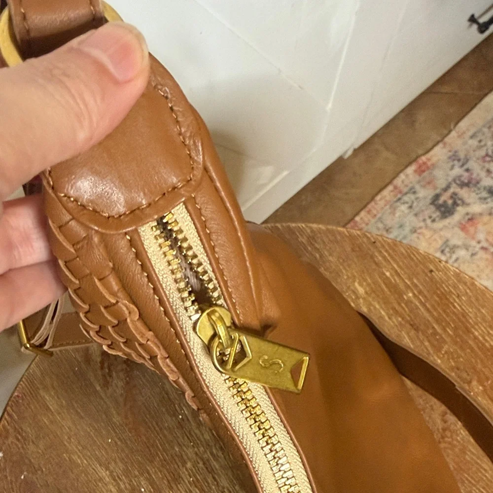 Sseko Tan Woven Leather Shoulder Bag